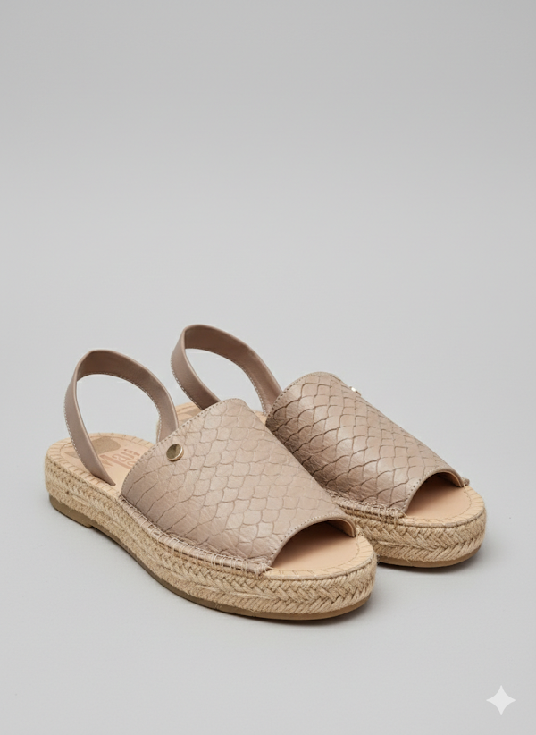 Sandalias Planas en Cuero Nude