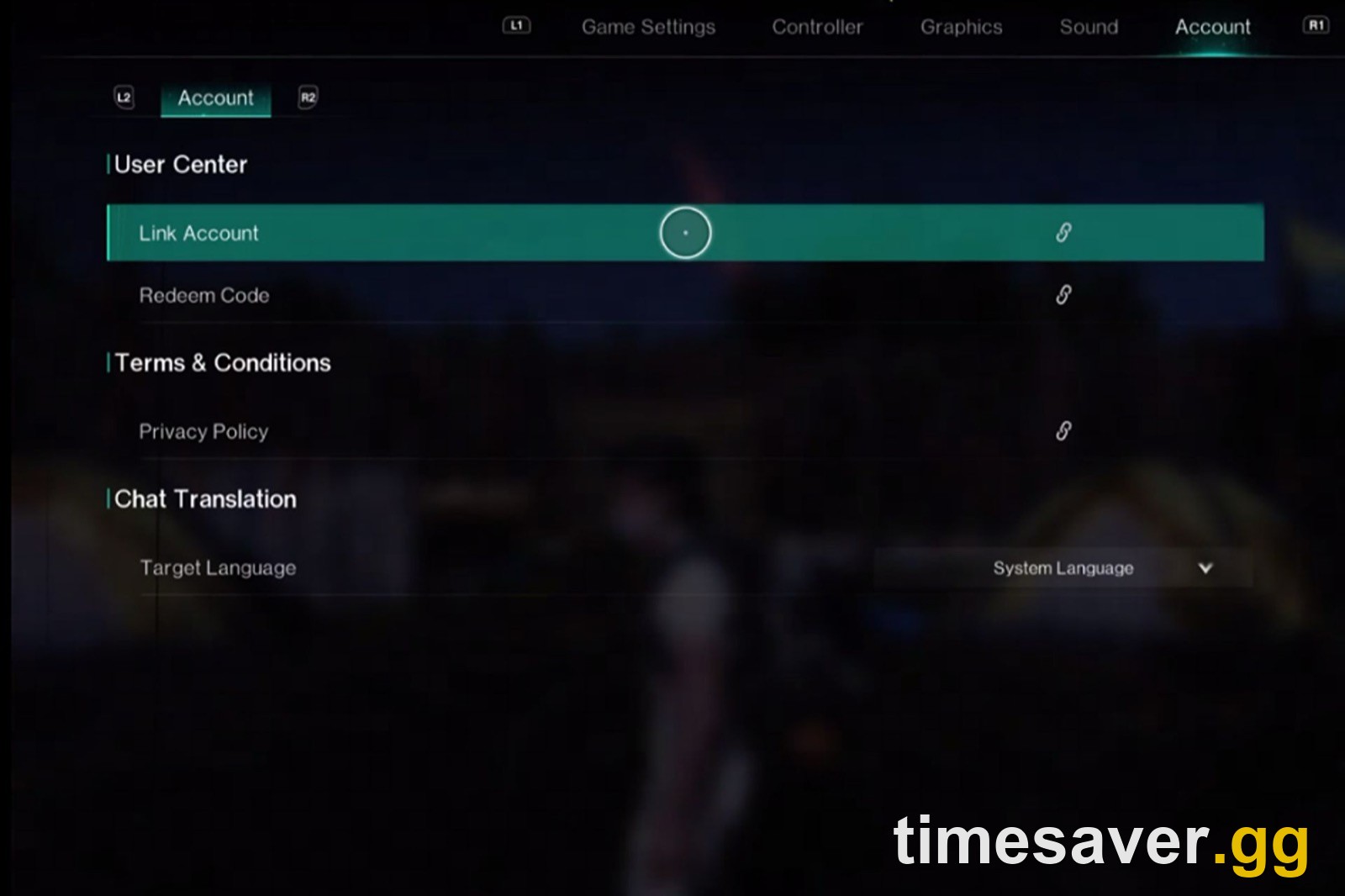 Once Human Account and User Center menu on console showing the Link Account option used to bind a console account to a NetEase or PC account