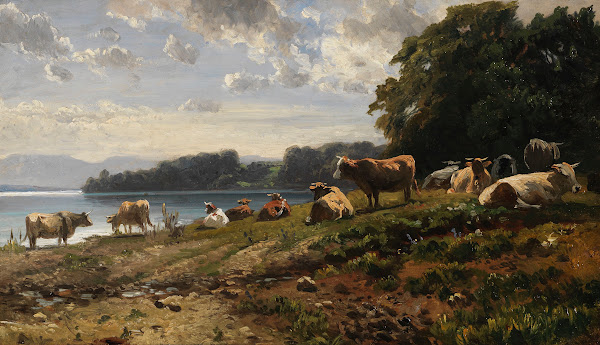 Kühe am Seeufer 1870