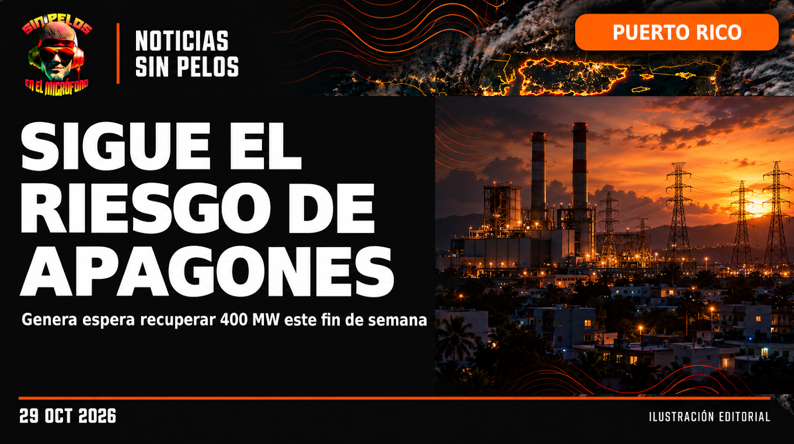 Puerto Rico mantiene riesgo de apagones mientras espera recuperar 400 MW