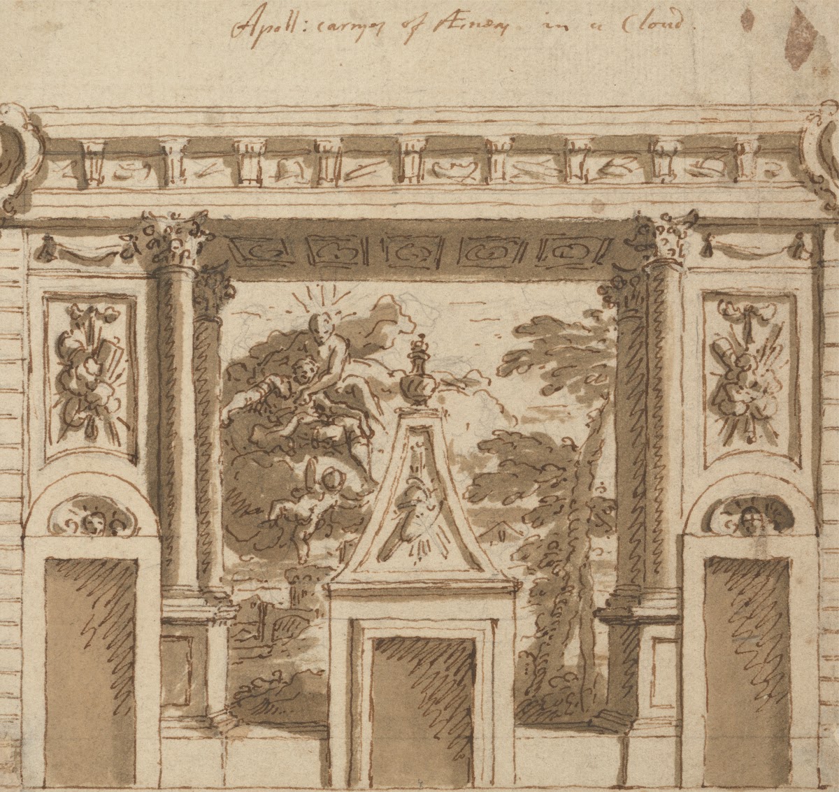 A Design for a Mural Executed in the Salon at Roehampton House Surrey Apollo Car
