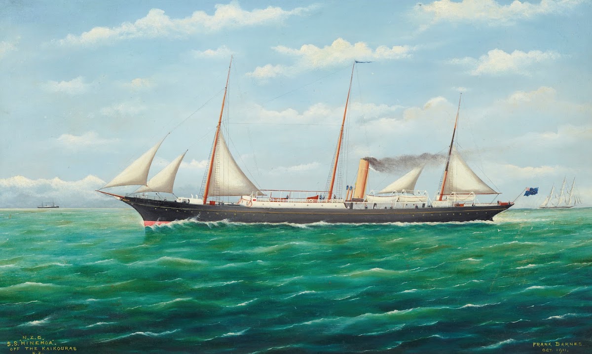 NZG SS Hinemoa off the Kaikouras NZ 1911