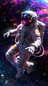 Astronaut Floating in Vibrant Purple Nebula Cosmos