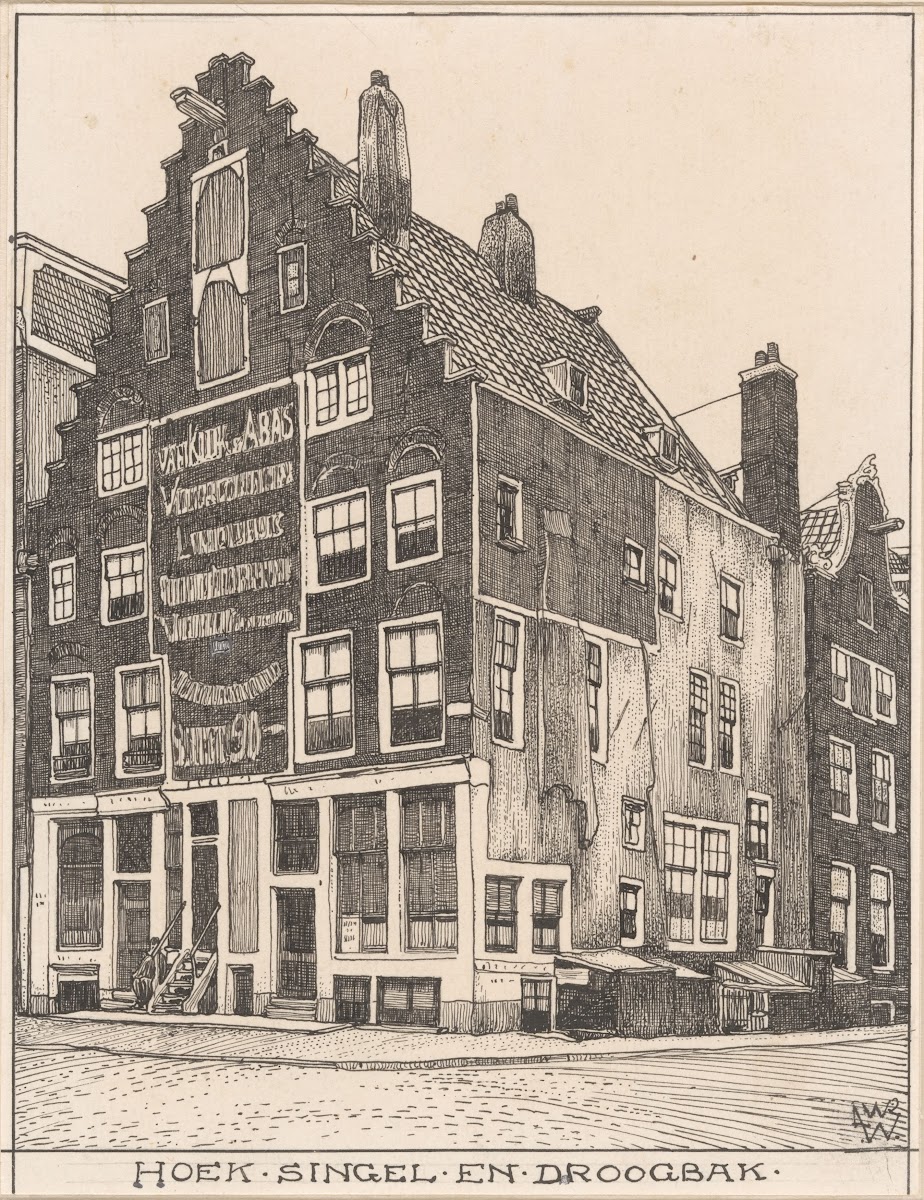 Het Spaanse Huis op hoek Singel en Droogbak te Amsterdam 20th century