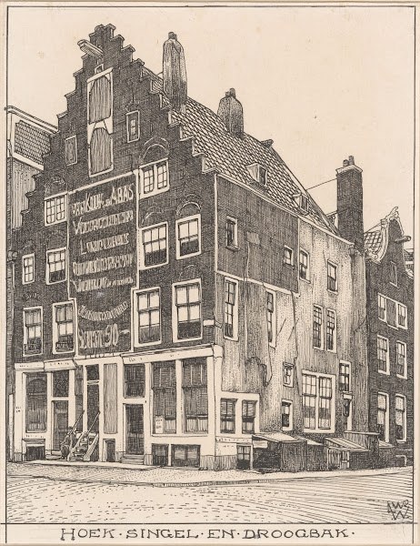 Het Spaanse Huis op hoek Singel en Droogbak te Amsterdam 20th century