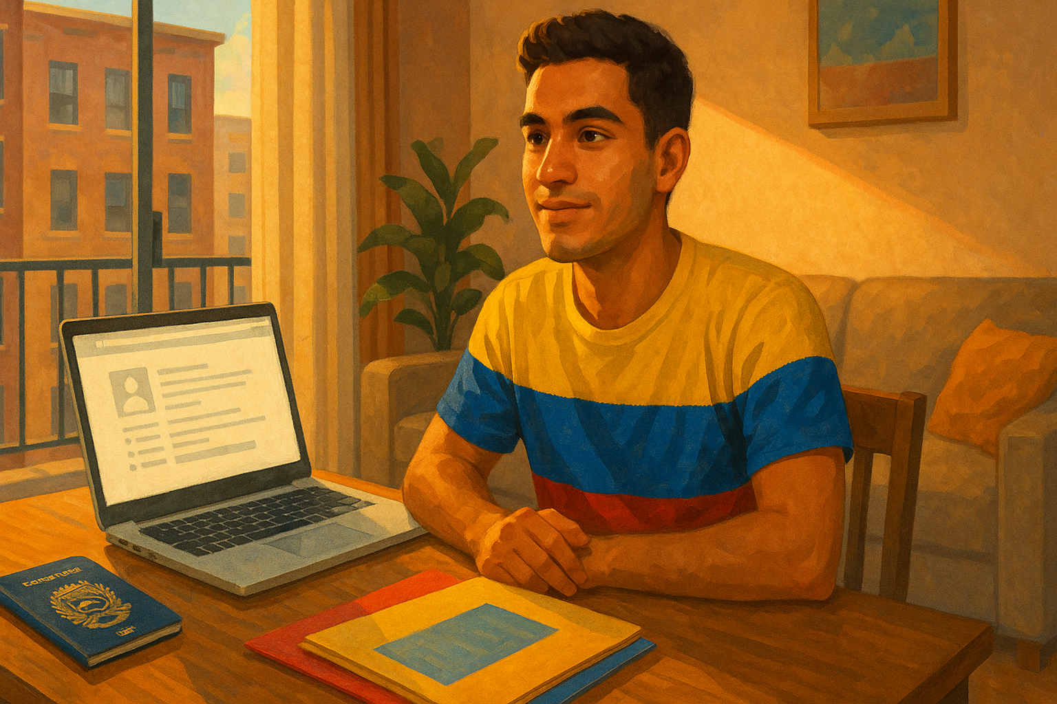 Venezolano en el exterior organizando trámites de apostilla y documentos migratorios