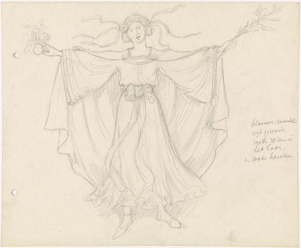 Dansende jonge vrouw met uitgestrekte armen 1869   1925