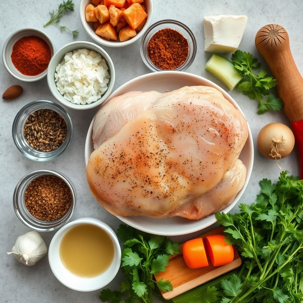 Ingredients for Easy Crockpot Chicken Pot Roast Recipe for Comfort Dinner—Set & Forget Family Classic