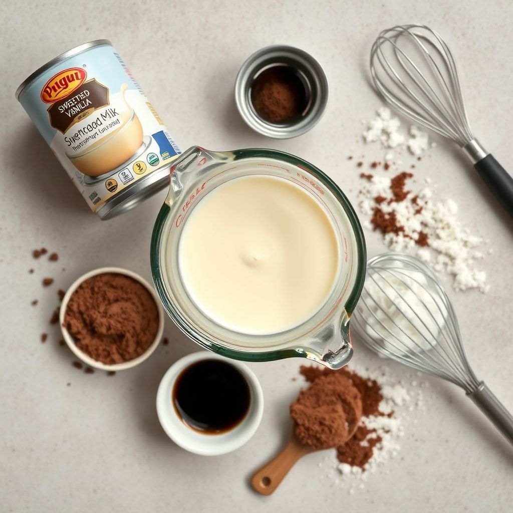 Ingredients for Easy No-Churn Creamy Chocolate Ice Cream Recipe (5-Minute Prep!)