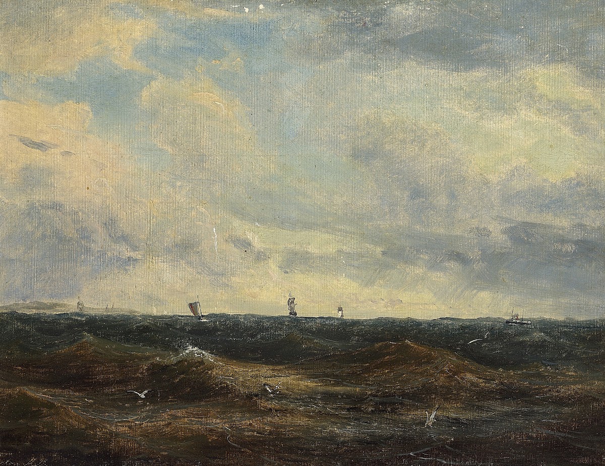 Marine med skibe på havet