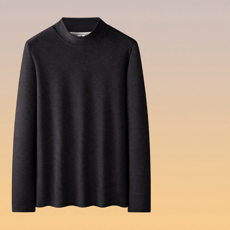 Men's Long Sleeve Base Layer Shirt with Stand-Up Collar