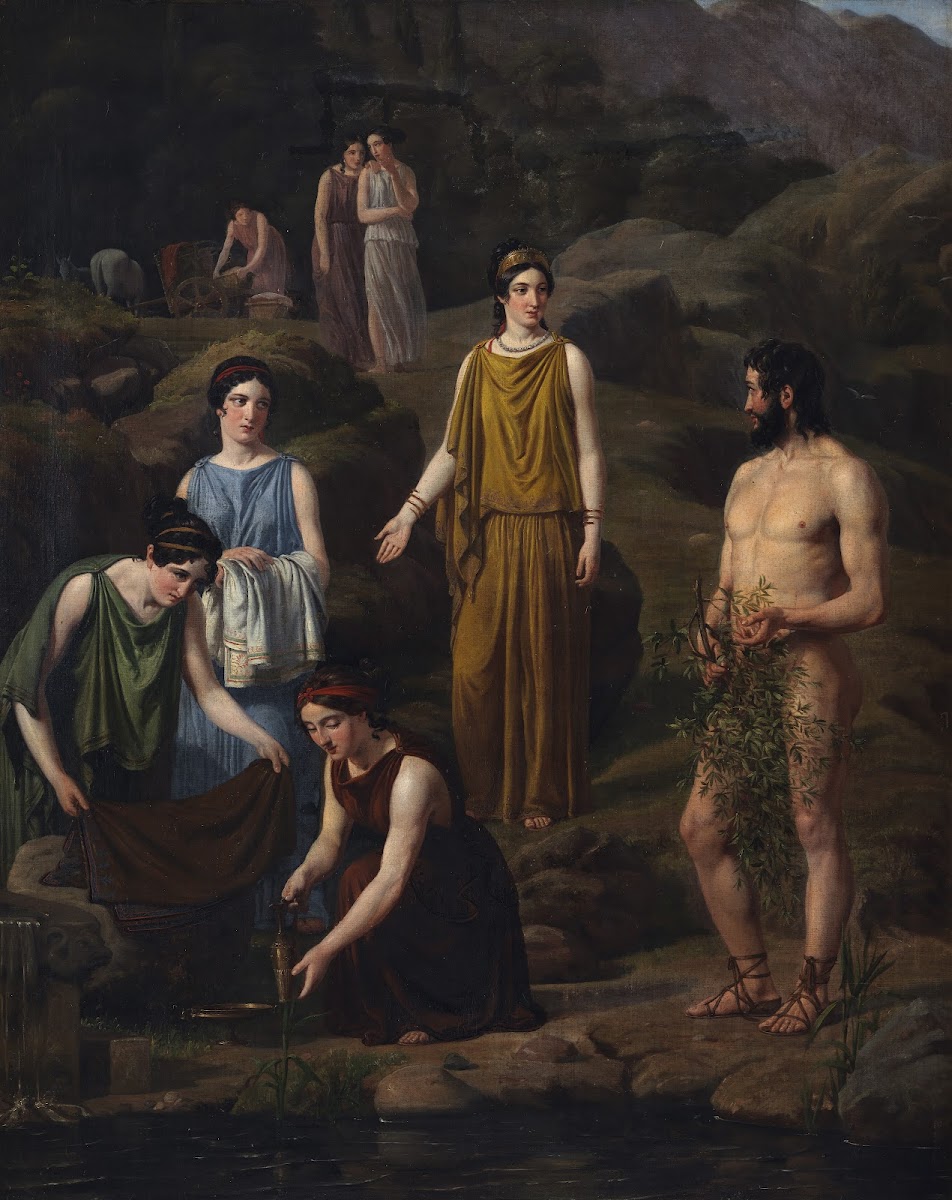 Nausikaa bringer den skibbrudne Odysseus klæder 1835