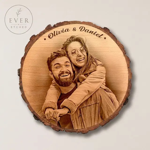 Personalised Wood Slice Photo Portrait