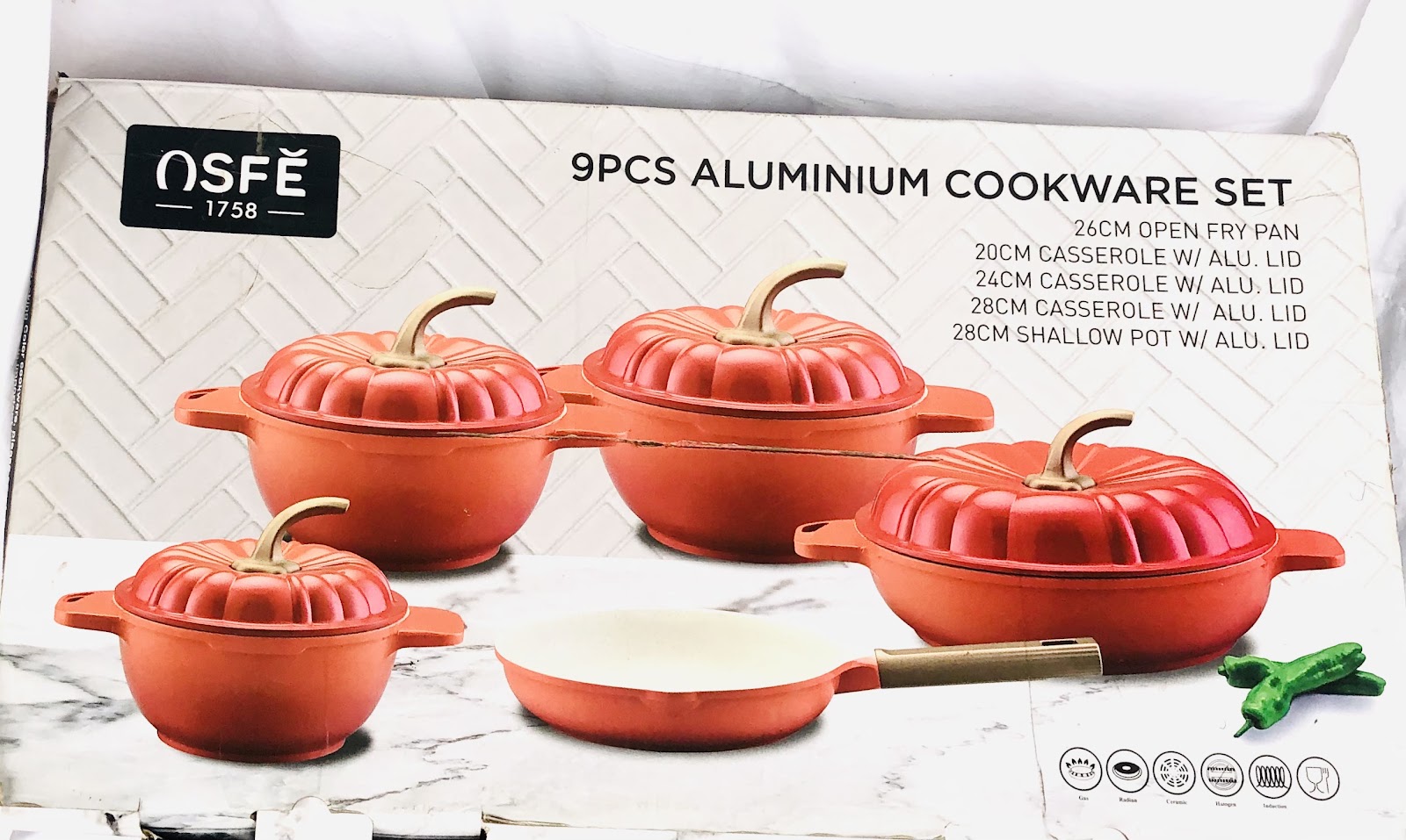 9pcs OSFE Granite Cookware Set