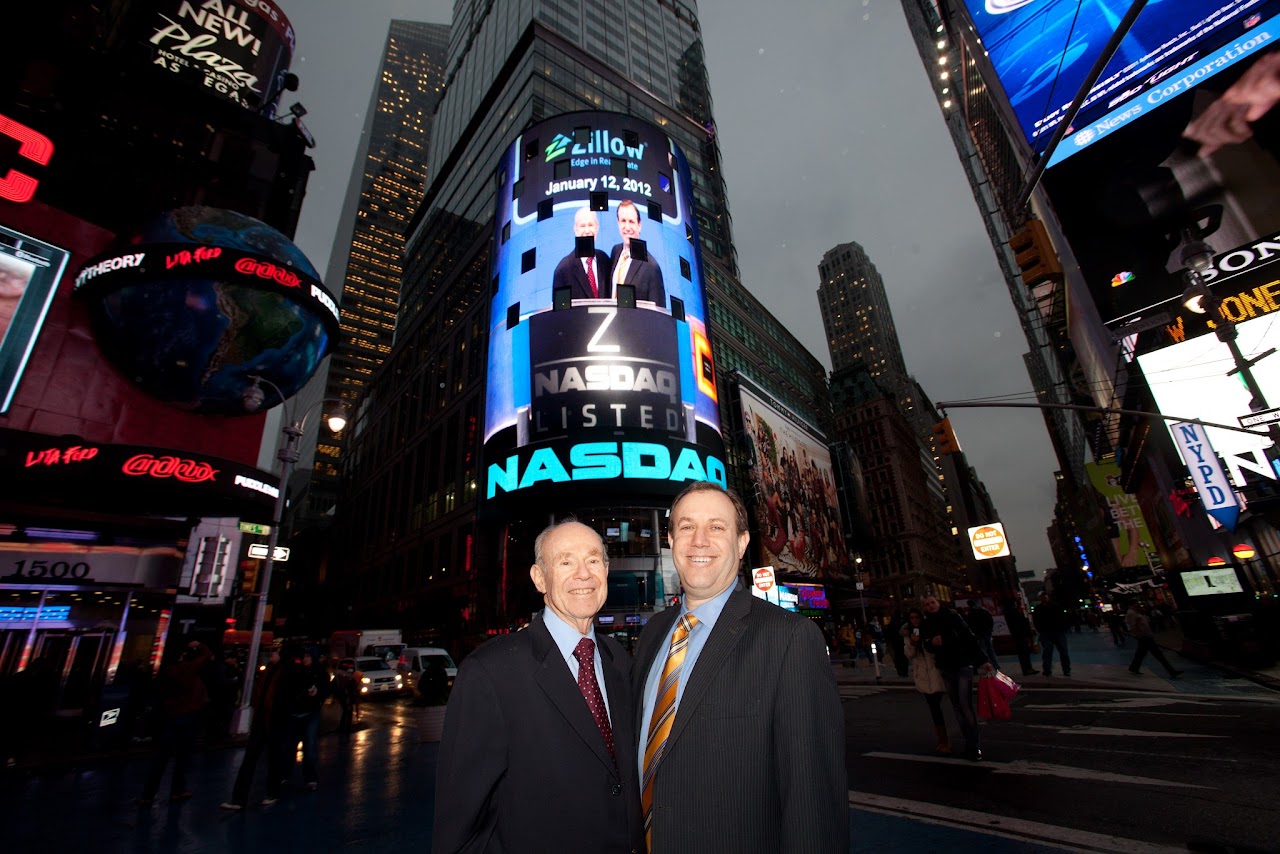 Ken and Jordan Baris at the NASDAQ closing bell, 2012