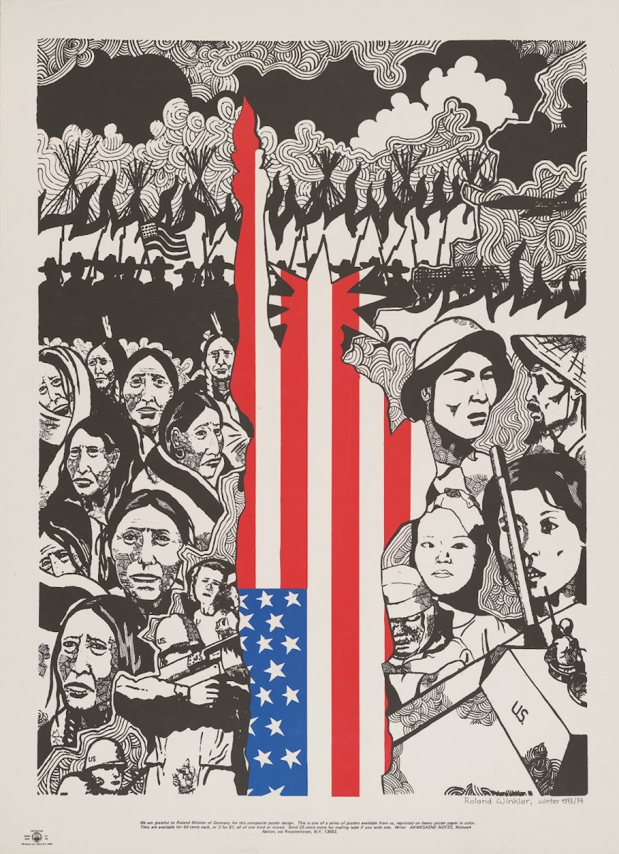 Poster Showing Composite Drawing Juxtaposing North American Indians With Vietnam