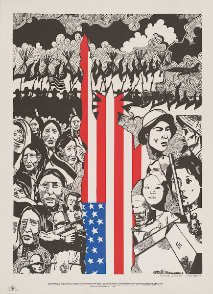 Poster Showing Composite Drawing Juxtaposing North American Indians With Vietnam