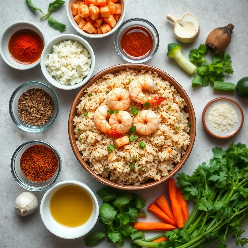 Ingredients for Easy Shrimp Fried Rice Recipe Ready in 30 Minutes (One-Pan Weeknight Dinner)