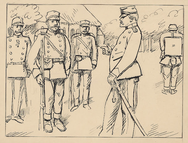 Soldiers stand at attention before a commander 1880 1940