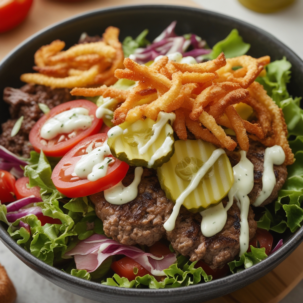 Final Viral Smash Burger Bowls with Tangy Pickle Aioli & Crispy Onion Straws