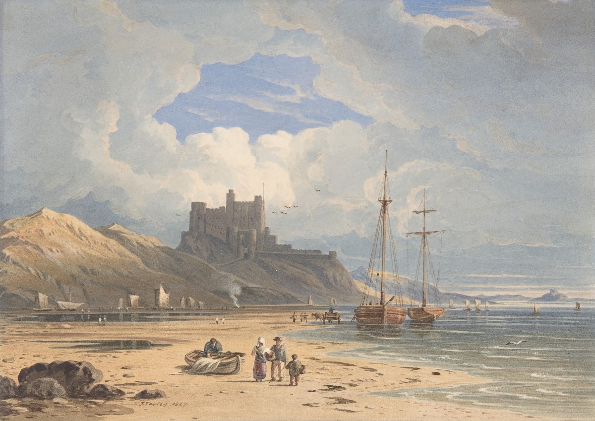 Bamborough Castle from the Northeast with Holy Island in the Distance Northumber