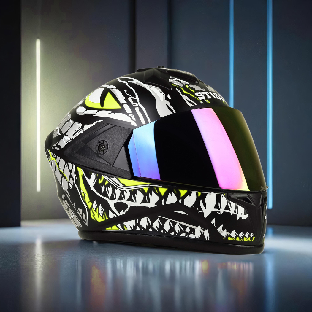 Side profile of the helmet showing aerodynamic shape