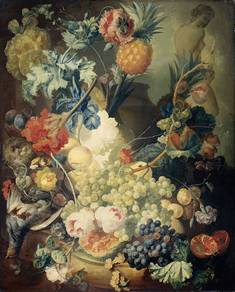 Still Life with Flowers Fruit and Birds 1774