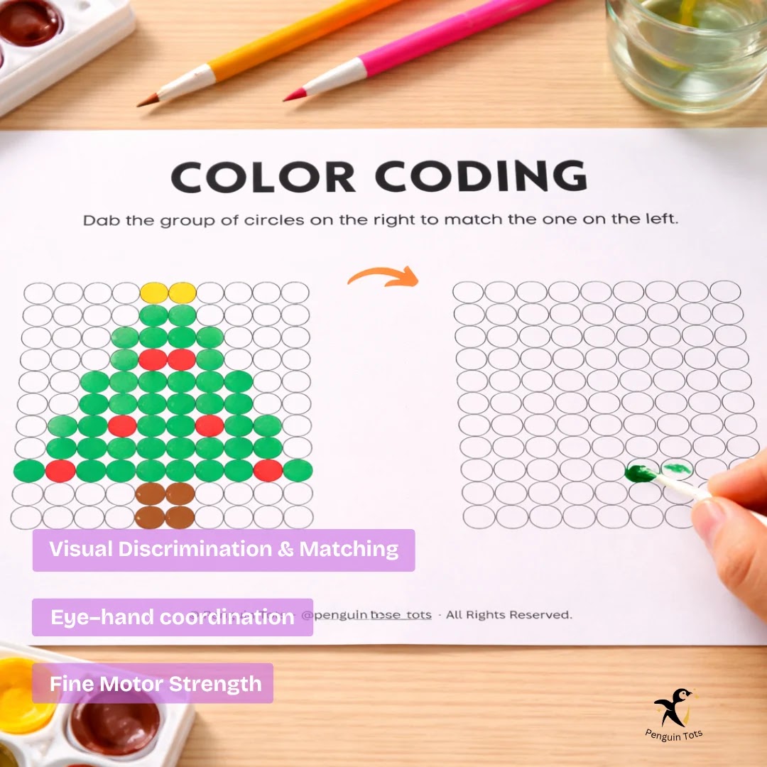 Color Coding Dab Art Activity | Visual Discrimination, Fine Motor Skills & Spatial Awareness