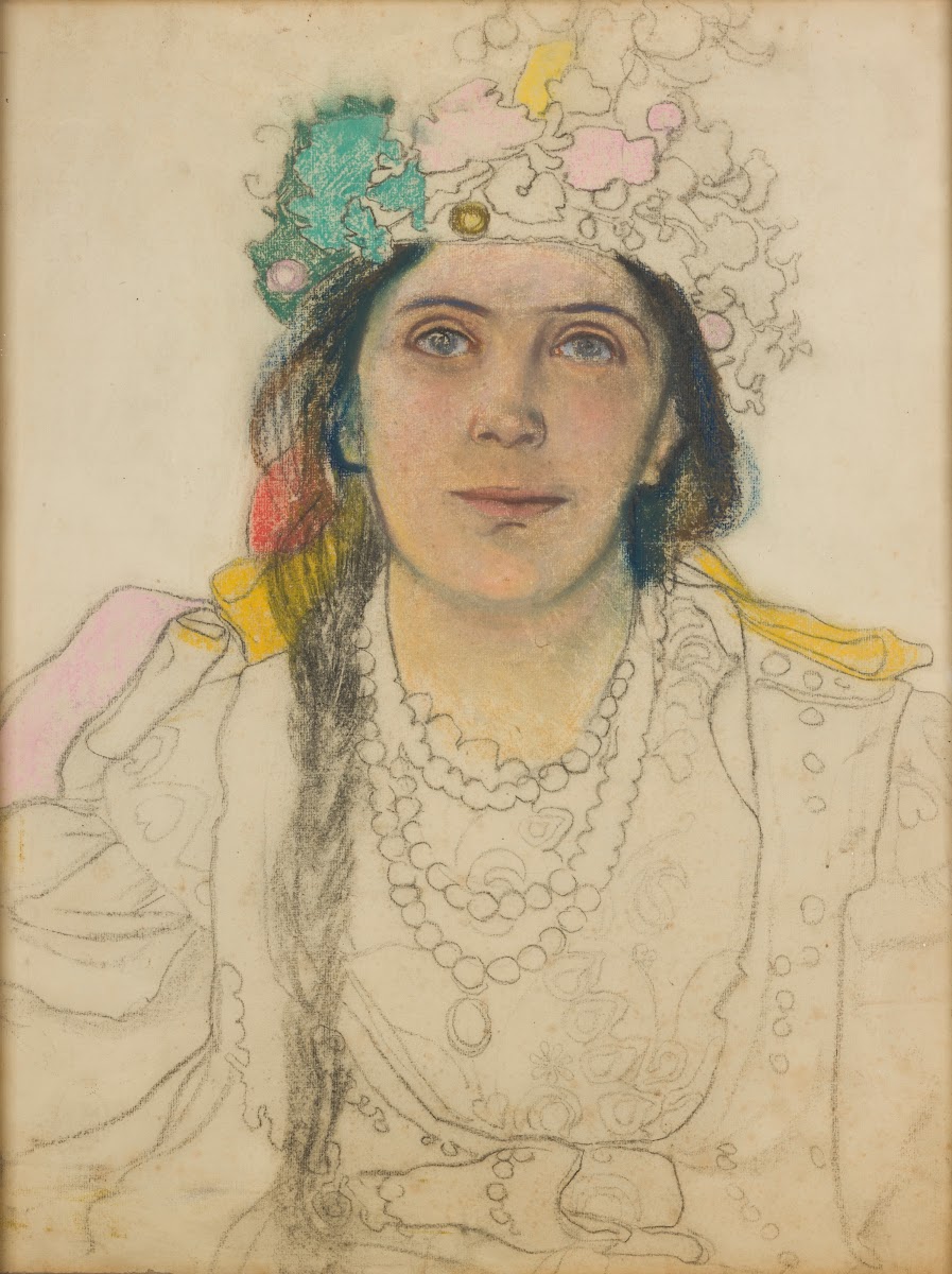 Portret Wandy Siemaszkowej w roli Panny Młodej w Weselu Stanisława Wyspiańskiego
