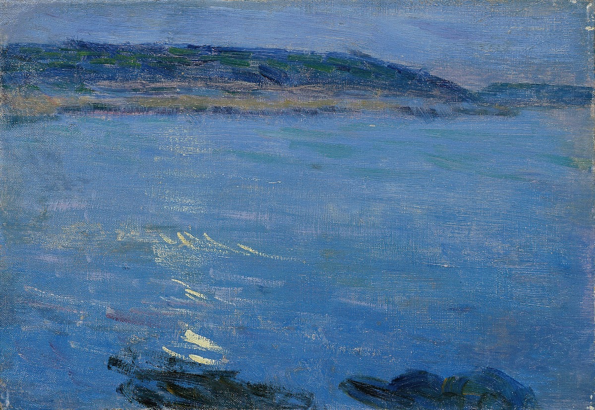 Blaue Meereslandschaft im Mondschein 1900
