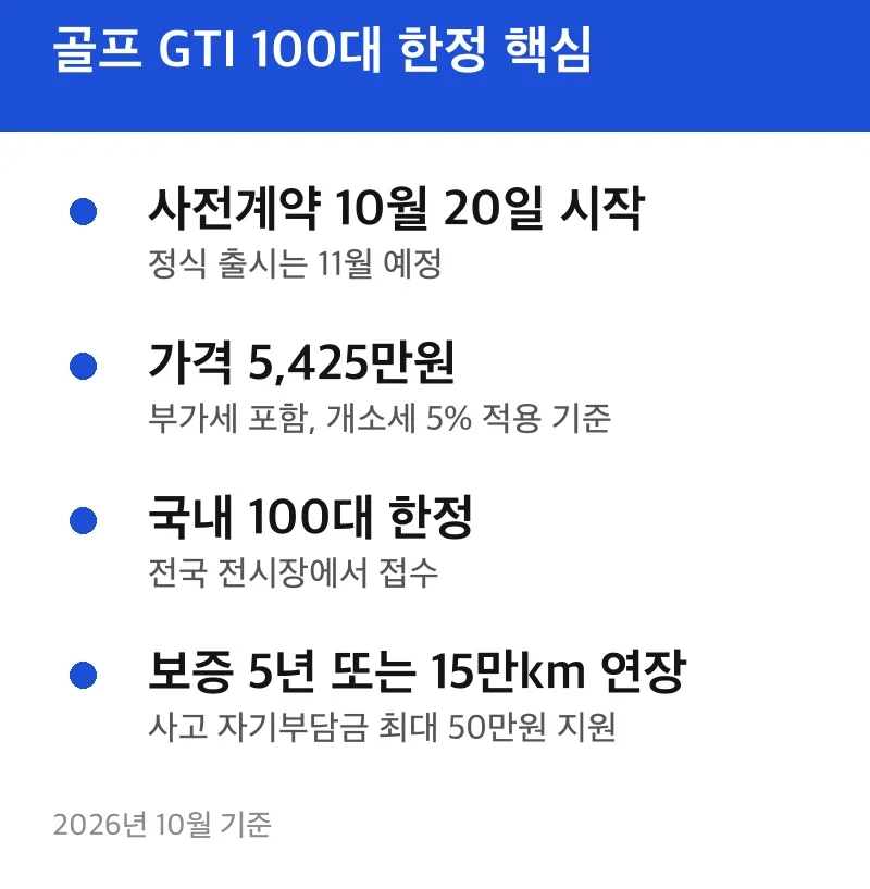 골프 GTI 100대 한정 핵심
