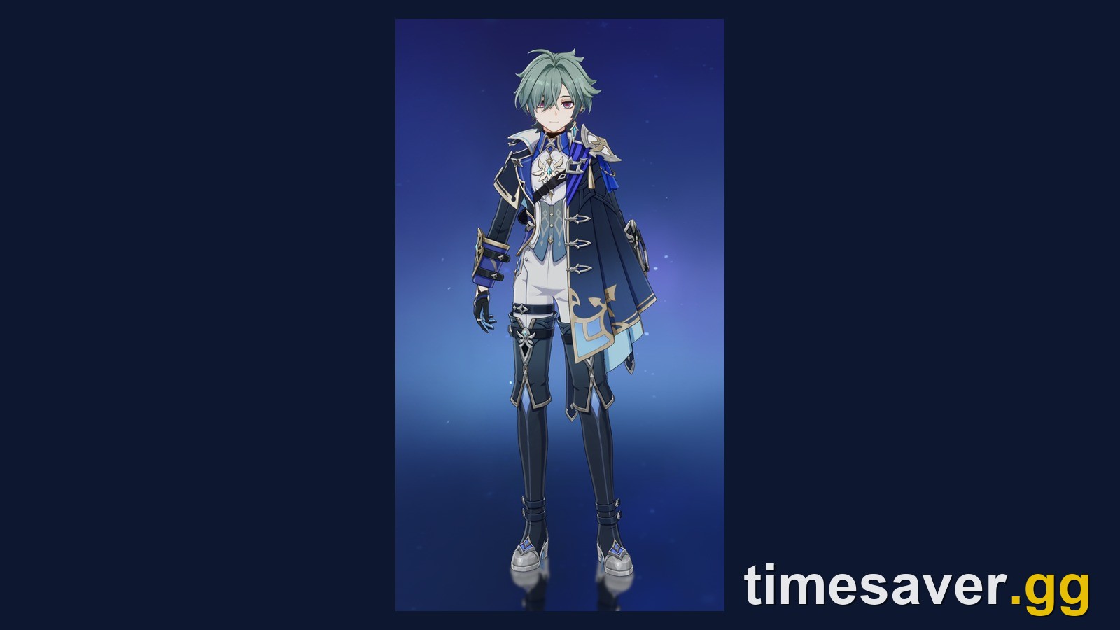 Lohen in-game character model showing his Knights of Favonius coat and Cryo-blue trim