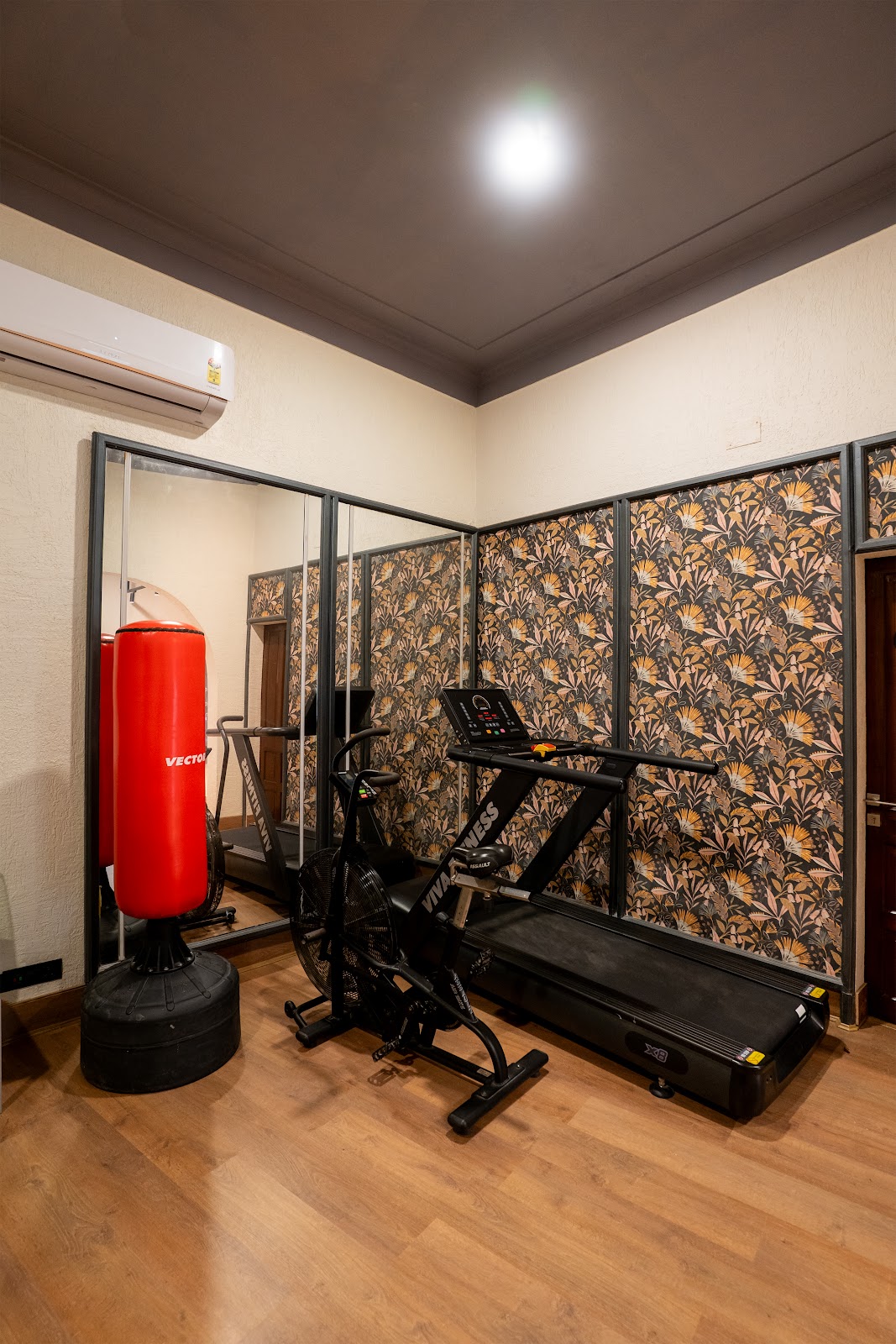 FitHaus gym cardio corner with treadmill and punching bag