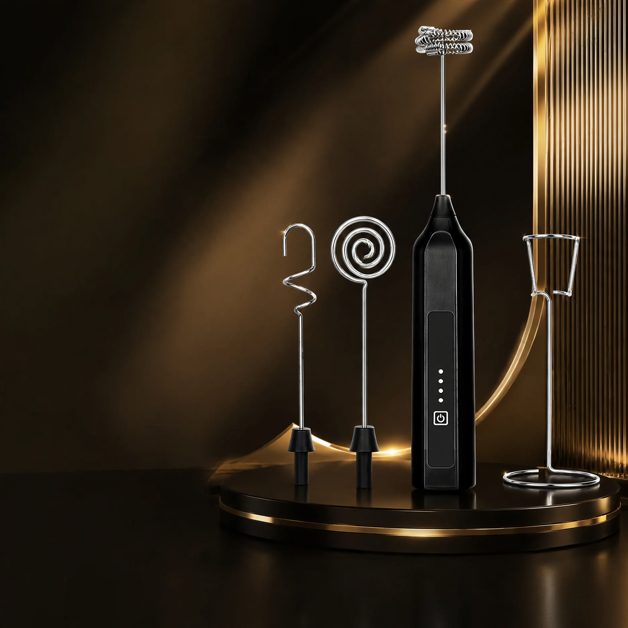 Electric milk frother, rechargeable, multifunctional