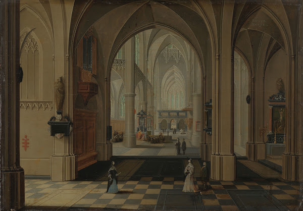 Interior of an Imaginary Gothic Church Looking East c 1655   c 1660