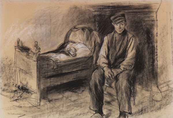 Bauer an der Wiege  Der Witwer 1890