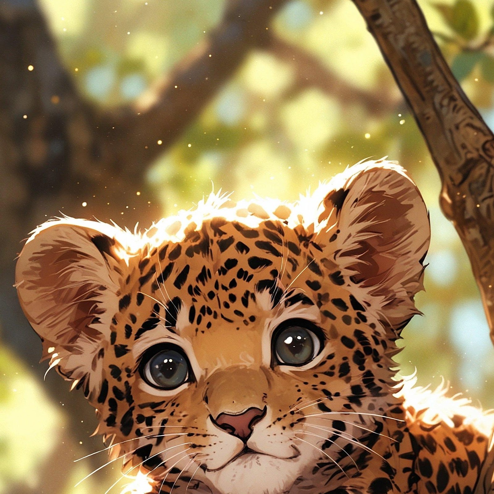 Download Little Leopard Resting In Trees 2K iPhone