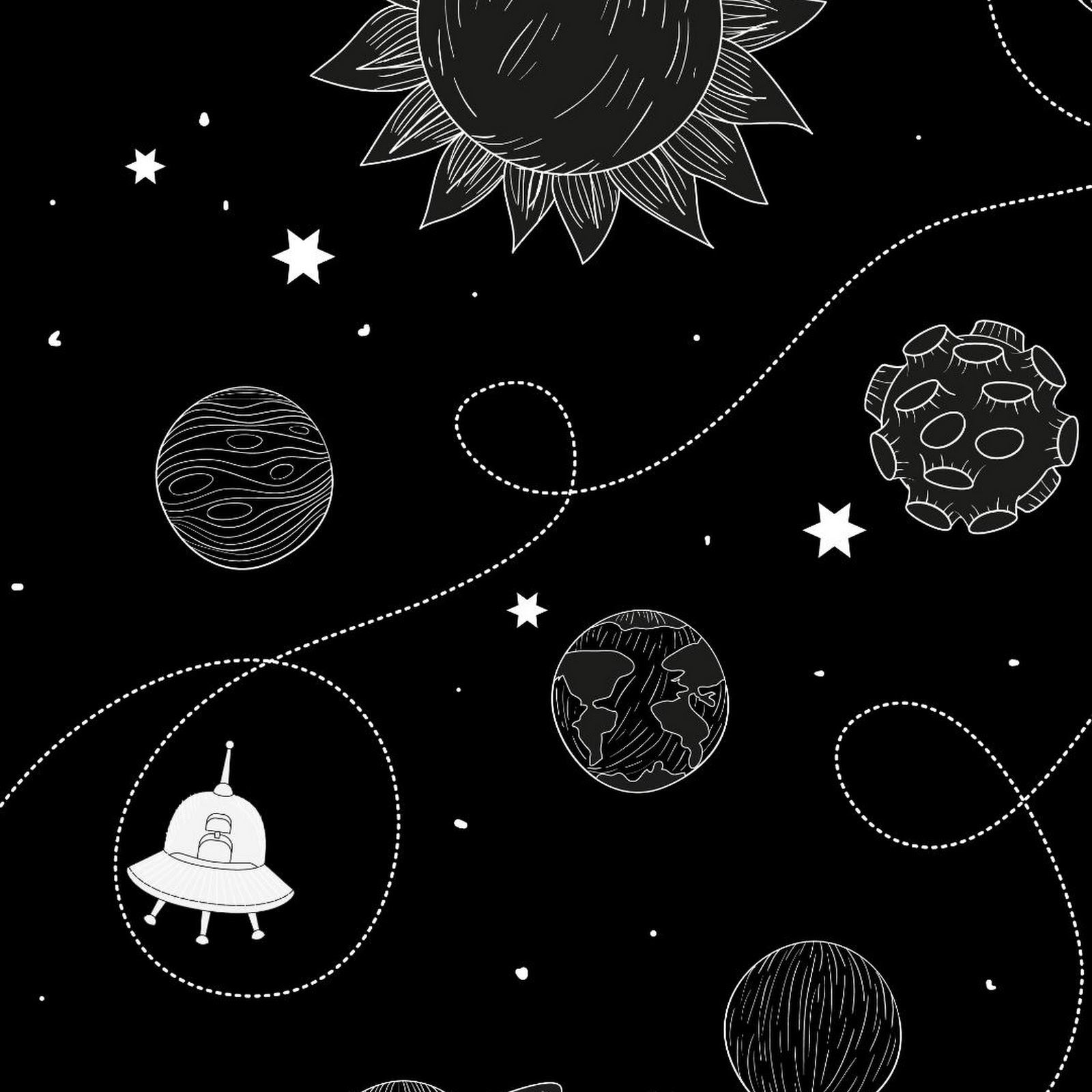 Download Hand Drawn Outer Space Pattern Full HD iPhone