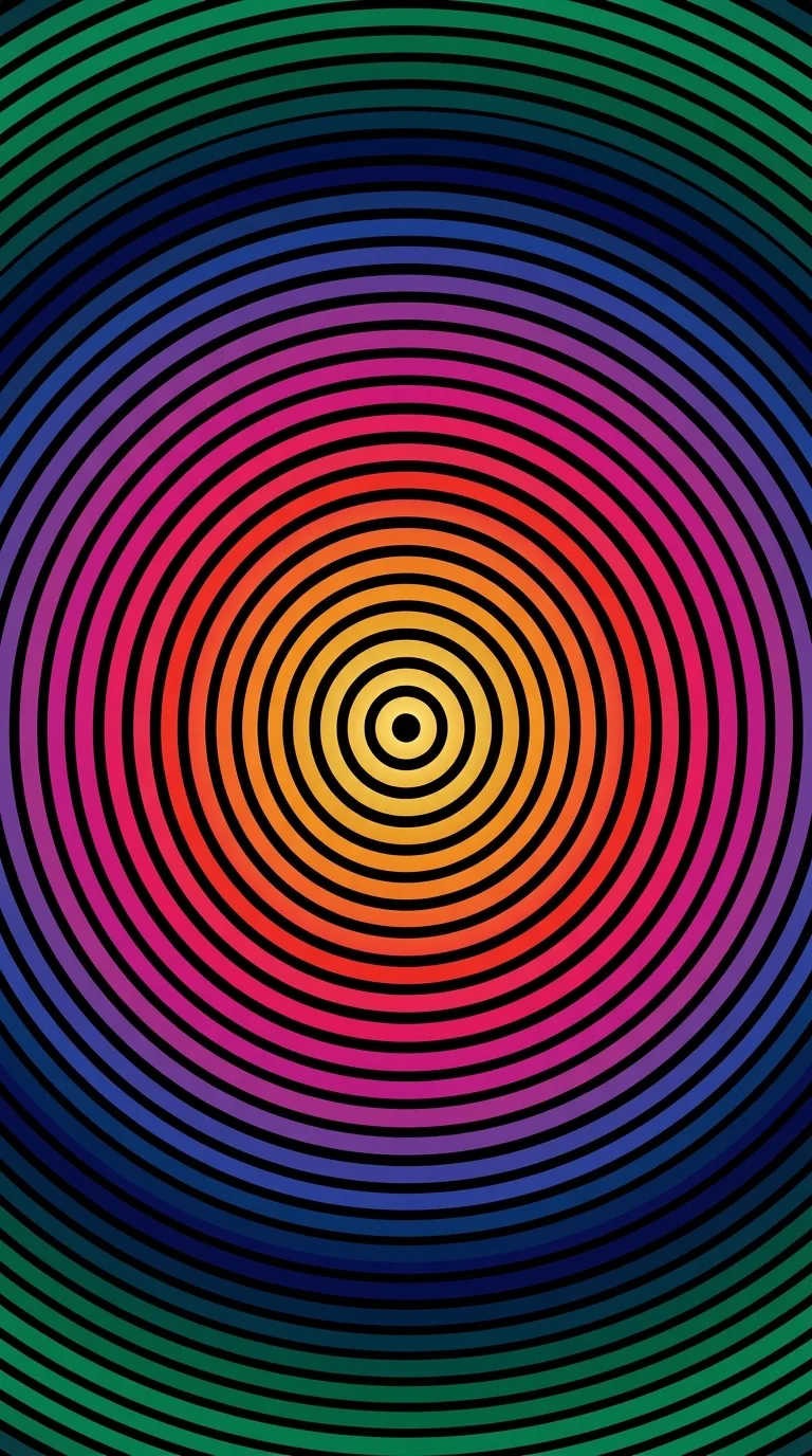Concentric Color Gradient Rings on Black Background - Free 4K mobile Wallpaper