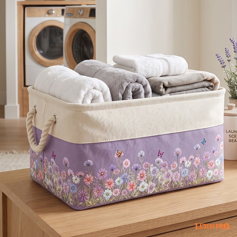 Splicing cotton and linen dirty clothes basket