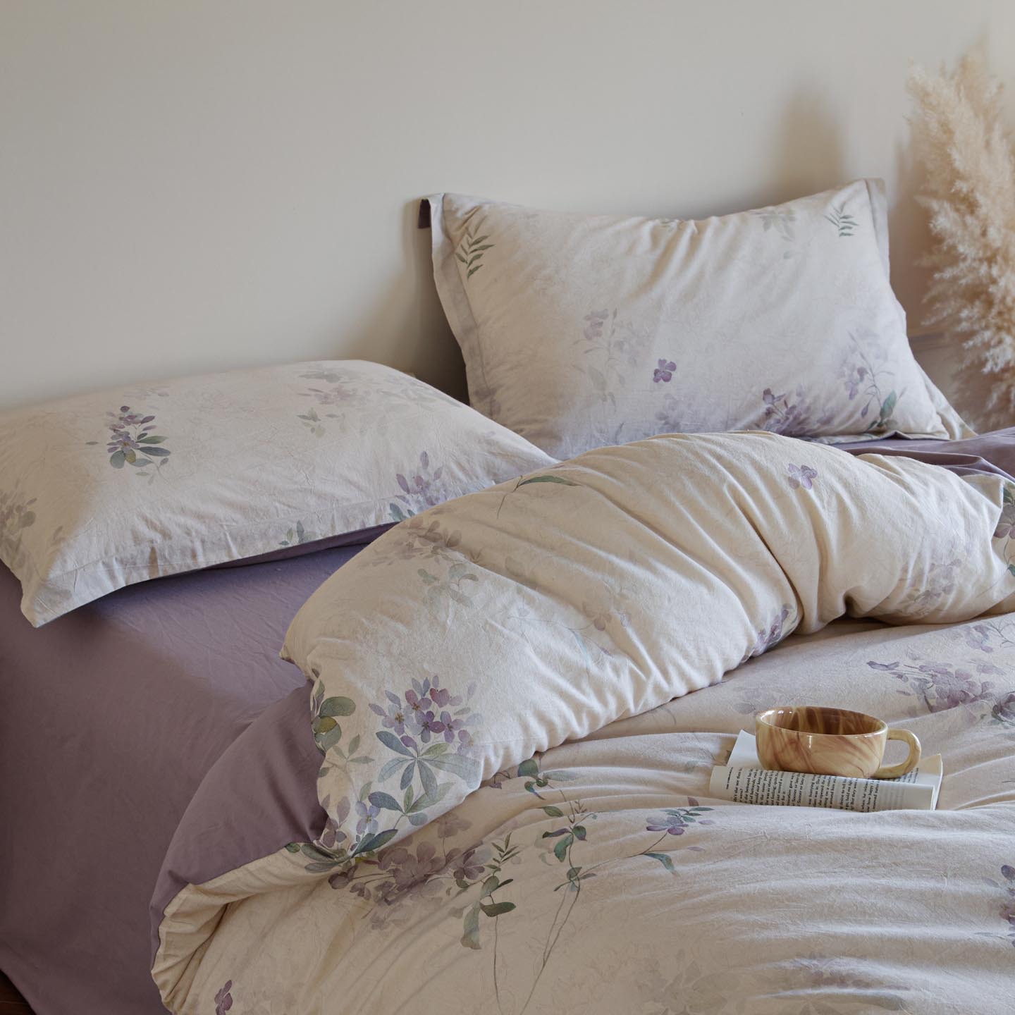 Cotton-Linen Bedding Set, Floral Pattern