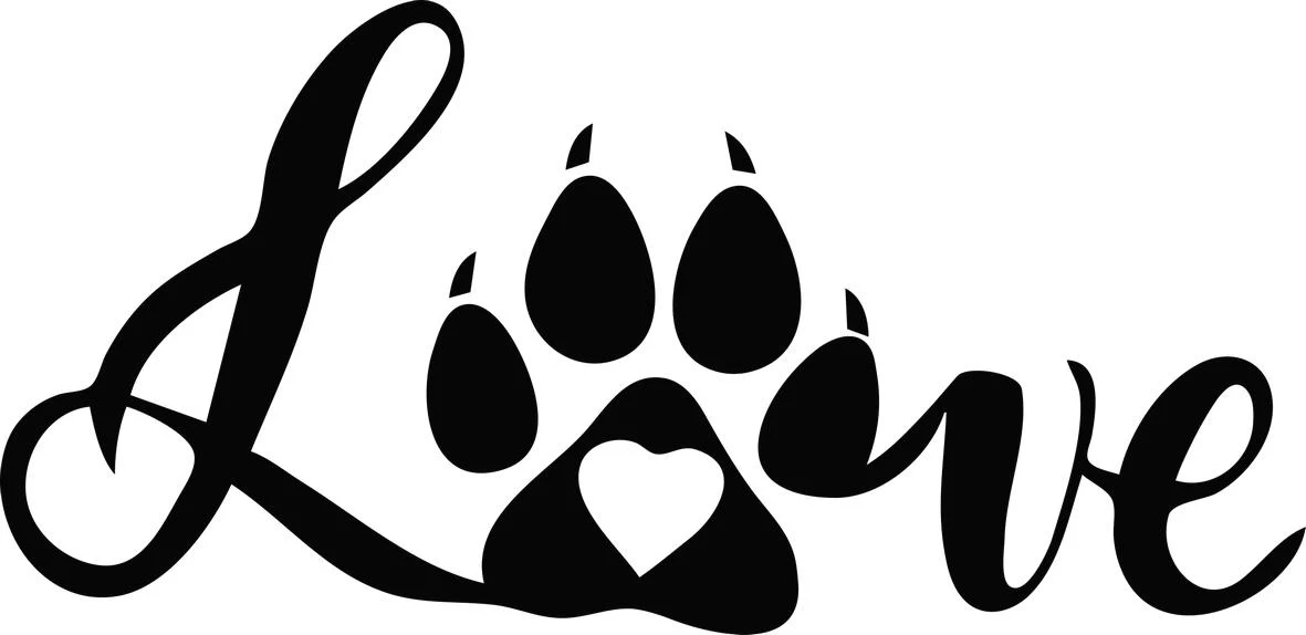 Love Script Paw Print Heart Free SVG for Laser Engraving