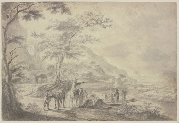 River landscape with figures