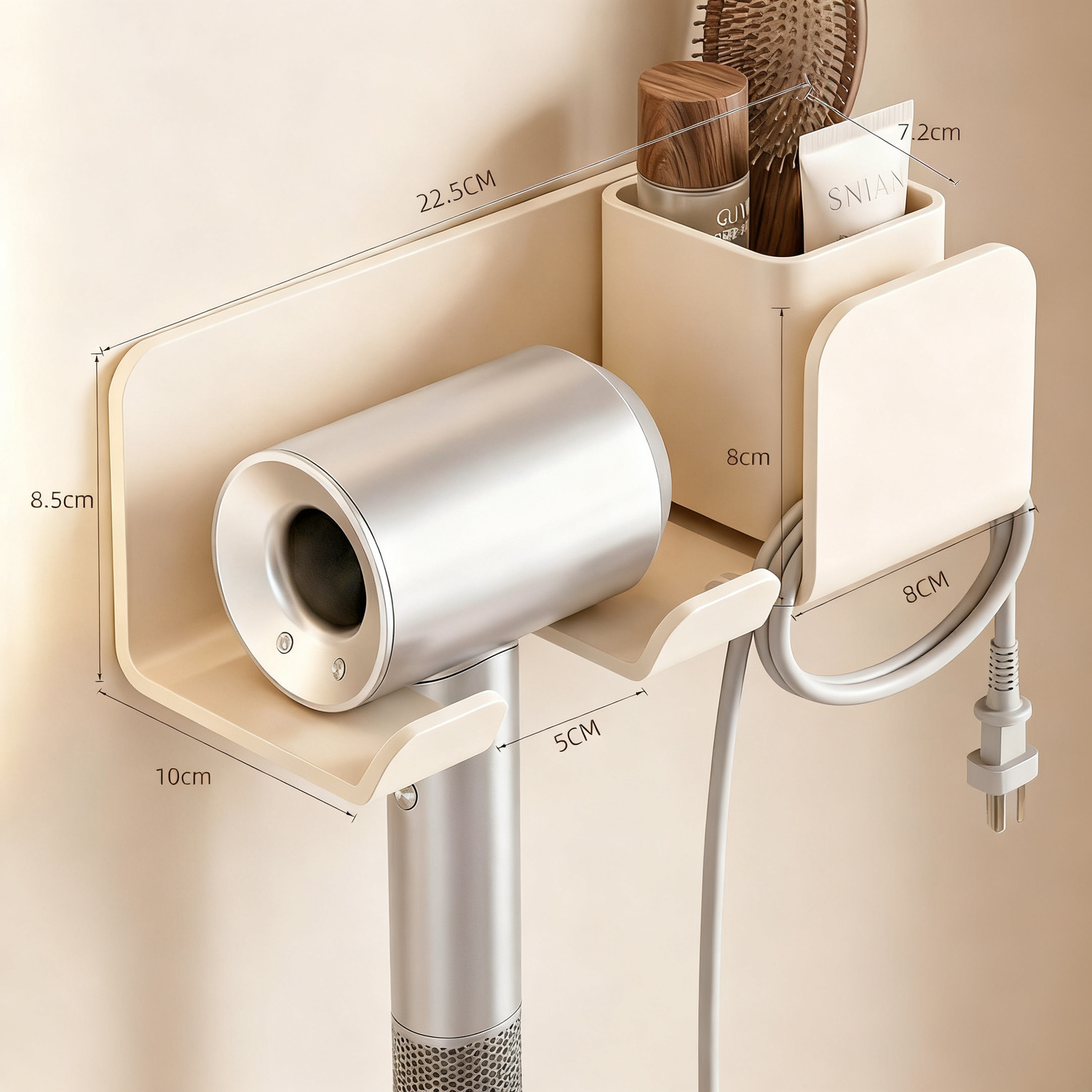 Hair Dryer Holder with Cable Organization