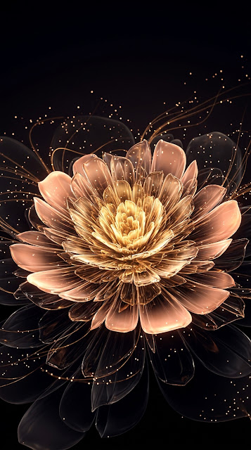 Bioluminescent Glass Fractal Flower Dark Abstract Wallpaper - Free mobile Wallpaper