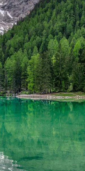 Lake Braies, Dolomites, Italy, Mountain Lake 5K Wallpaper Background