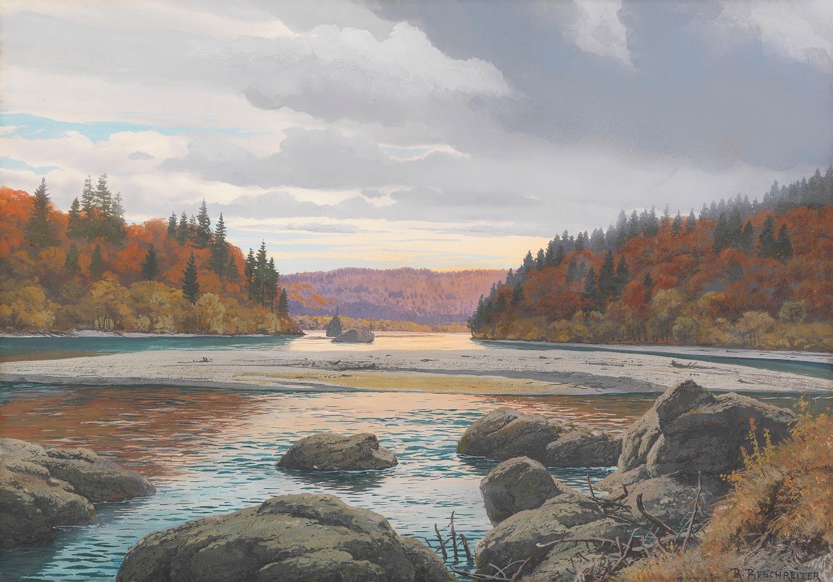 Die Isar bei Baierbrunn im Herbst Ca 1900 1920