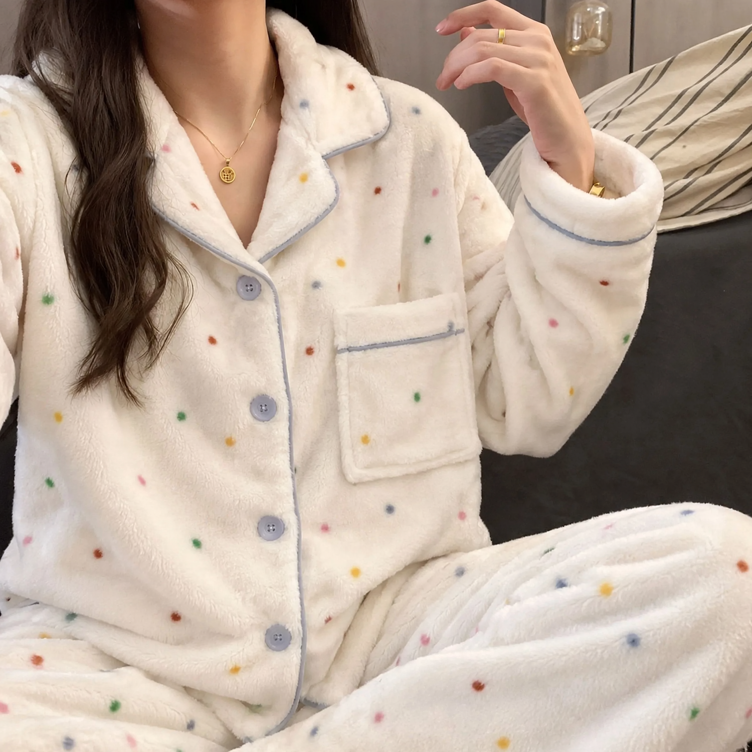 Women's flannel pajama, lined, winter loungewear