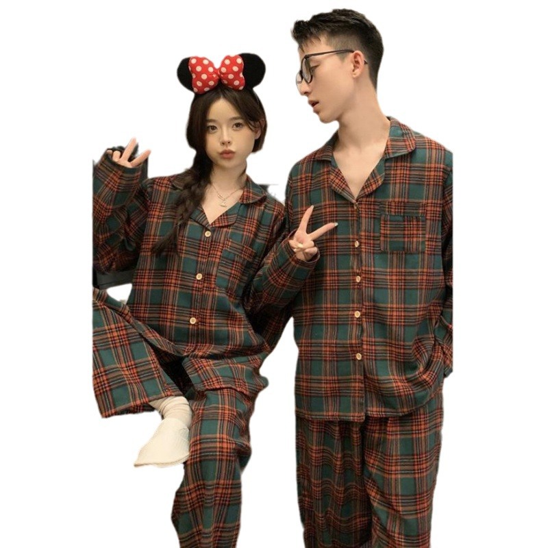 Couple's loungewear set, padded, checkered, fall and winter