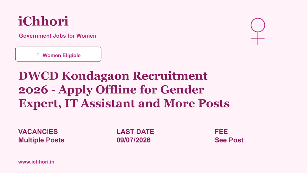DWCD Kondagaon Recruitment 2026 - Apply Offline for Gender Expert, IT Assistant and More Posts - iChhori